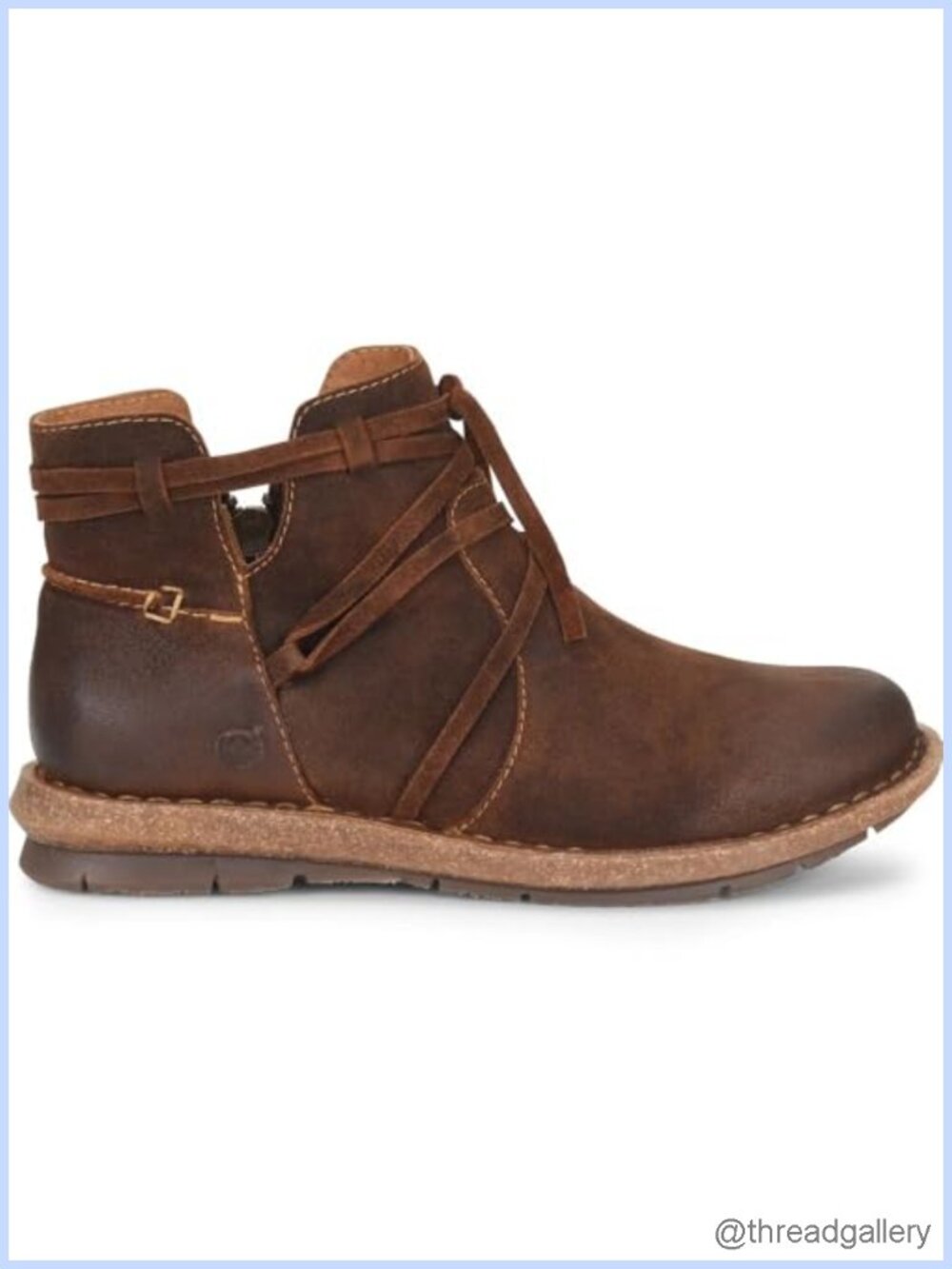 Leather Ankle Boots Distressed Hand Finished Cutout Contrast Stitching